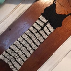 Black and white crochet dress with lace